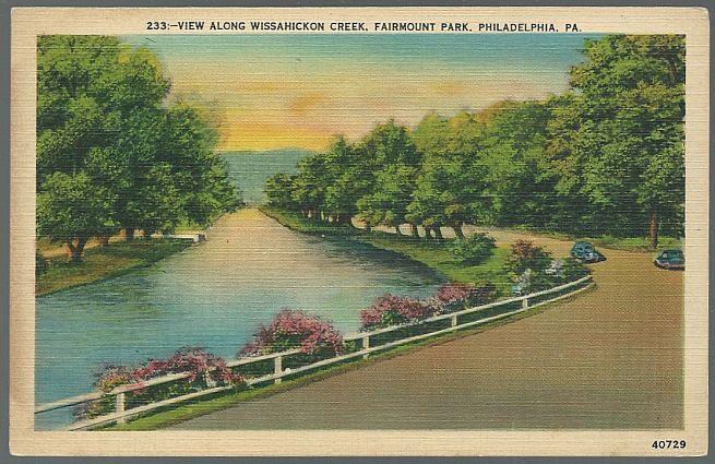 Postcard - View Along Wissahickon Creek, Fairmount Park, Philadelphia, Pennsylvania