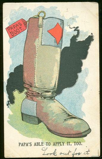 Postcard - Undivided Comic Postcard of Papa's Boot