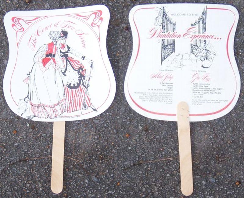 Image for VINTAGE SOUVENIR FAN FROM THE COURT OF TWO SISTERS, NEW ORLEANS, LOUISIANA, WITH DRINK RECIPES