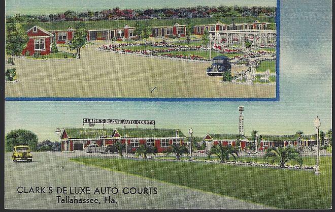 Postcard - Clark's de Luxe Auto Courts, Tallahassee, Florida