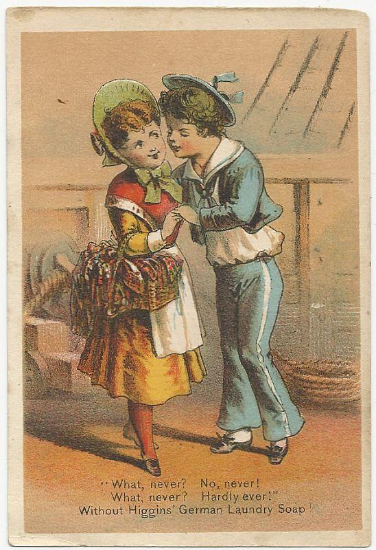 Advertisement - Victorian Trade Card for Higgins' German Laundry Soap with Hms Pinafore