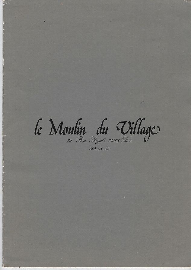 Menu - Vintage Menu for le Moulin Du Village, Paris