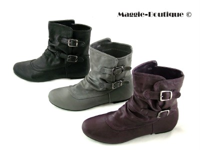 grey ankle flat boots