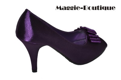 Purple Satin Wedding Shoes on Satin Black Silver Purple Wedding Shoe Uk 2 3 4 5 6 7   Ebay