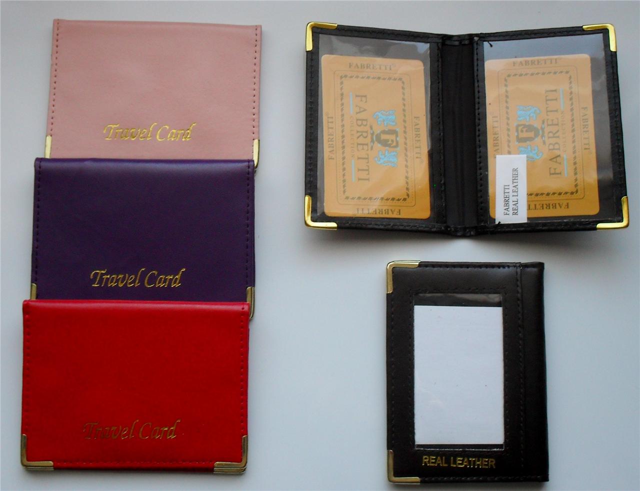 *NEW* SMALL LEATHER BUS pass Train travel ticket holder wallet *Fast