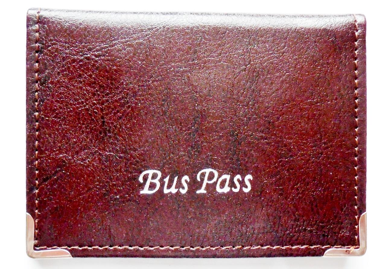 NEW FAUX LEATHER bus pass holder wallet with coin zip(Choose from 4