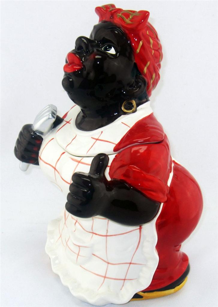 CHEF COOK AFRICANAMERICAN MAMA CERAMIC COOKIE JAR LARGE KITCHEN
