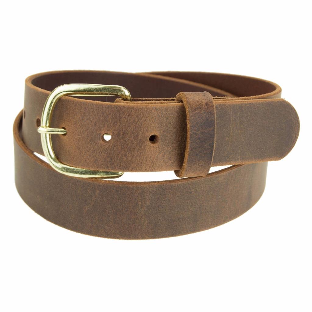 Genuine Buffalo Leather Belt_1 1/4&quot; wide_Amish Handmade_Brass Finish Buckle_141 | eBay