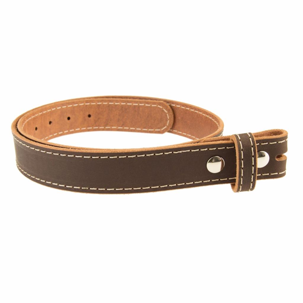 BUFFALO LEATHER STITCHED CASUAL BELT Strap_No Buckle_1-1/4&quot;_Amish Handmade