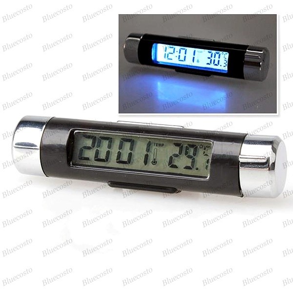 MACHSWON Car Clip-on Digital LCD Thermometer Backlight Clock for Bicycle Motorcycle Auto Moto Truck