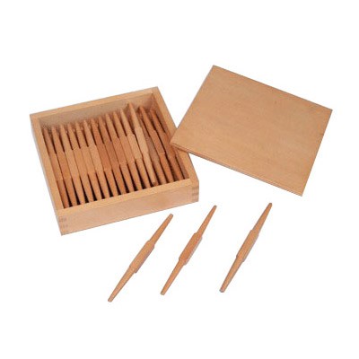 45 Wooden SPINDLES with Box