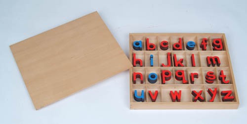 Wooden Small Movable Alphabet – Red & Blue