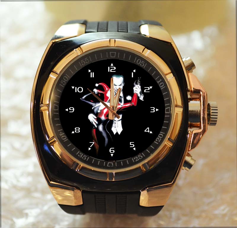 JOKER & HARLEY QUINN 100% UNIQUE Commando Army Style Chunky Sport Wrist Watch - Afbeelding 1 van 1