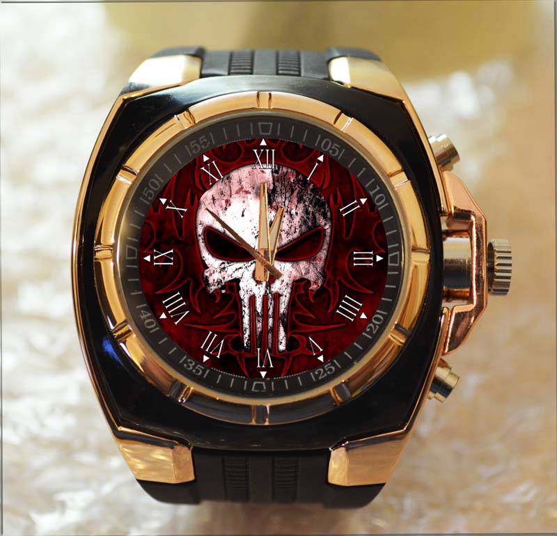 The Punisher Skull SuperHero Commando Army Style Chunky Gift Wrist Watch - Afbeelding 1 van 1