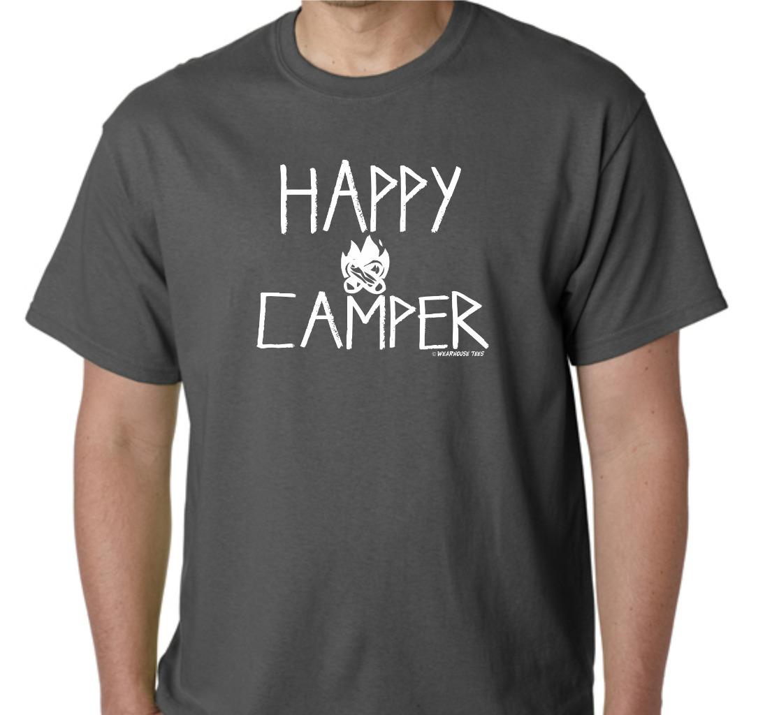 Happy Camper T Shirt Tee Funny Camping Skater Boy Scout Redneck Country