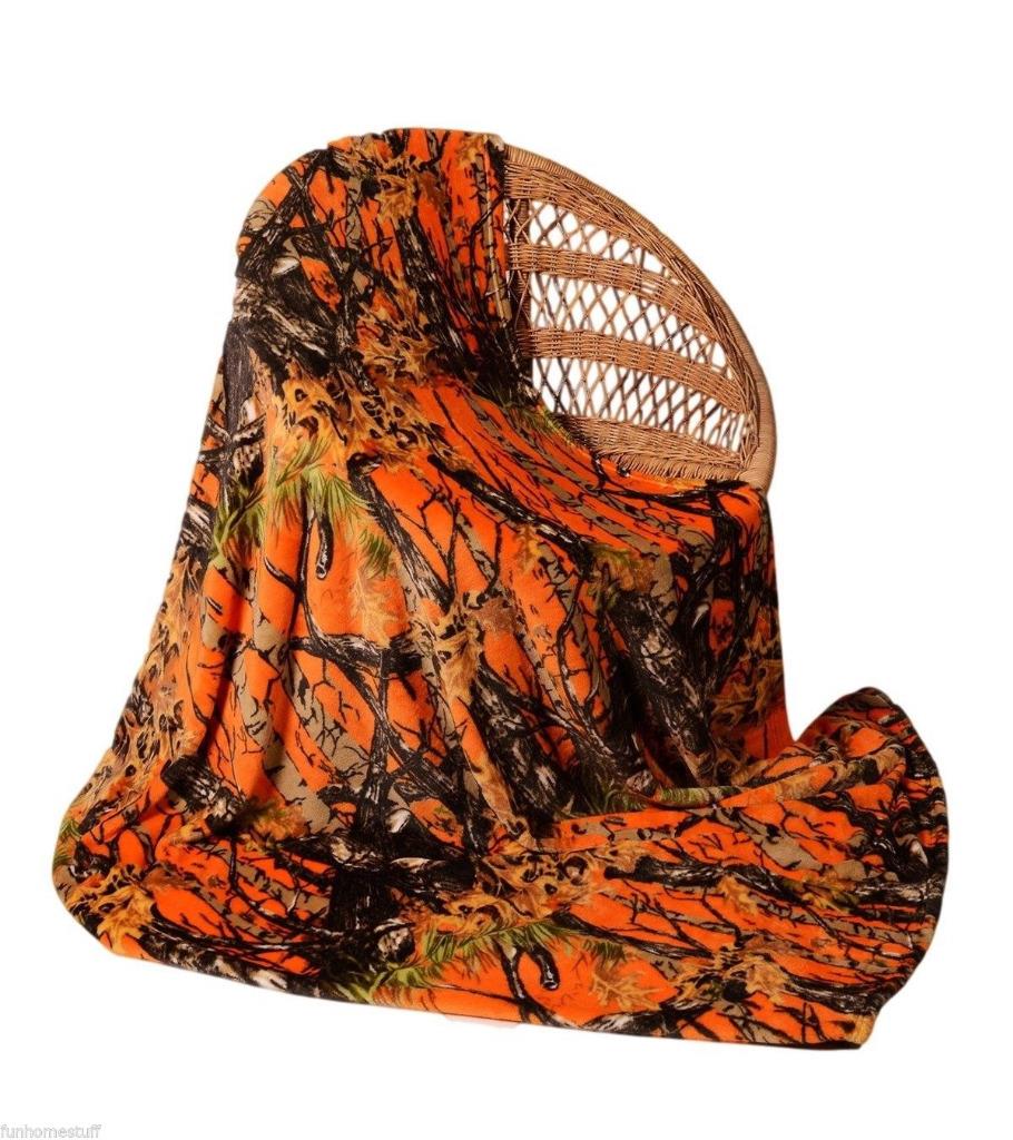 Camo Cashmere Blanket Throw 5 COLORS Oak Camoflauge Hunting Mossy tree