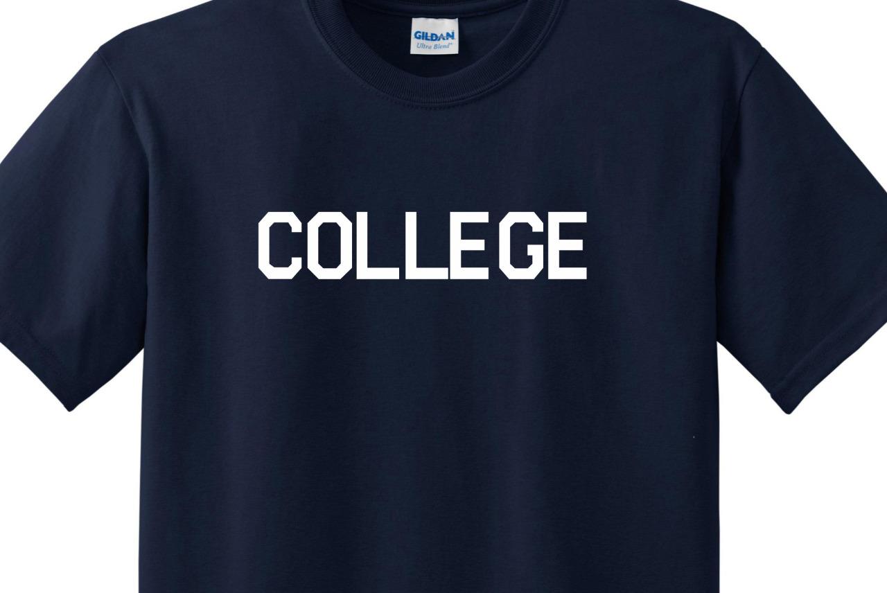 COLLEGE Tee Shirt Funny Humor Animal House Party Nerd College Geek John