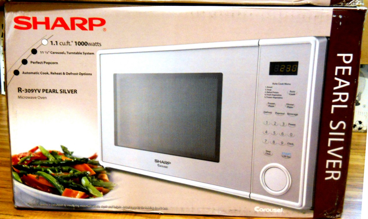 Sharp Carousel Pearl Silver 1000 W Watt Counter Top Microwave Oven
