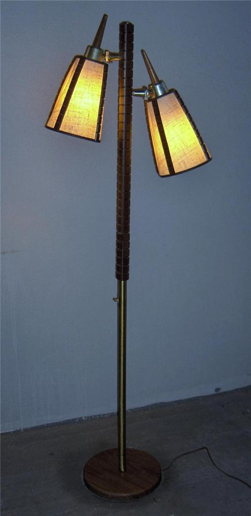 Vintage Mid Century Modern Pole Teak Floor Lamp 60s Danish Retro Light ...