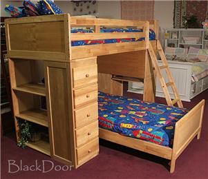 Solid Wood Twin Bunk Bed Loft W Bookcase Desk Dresser