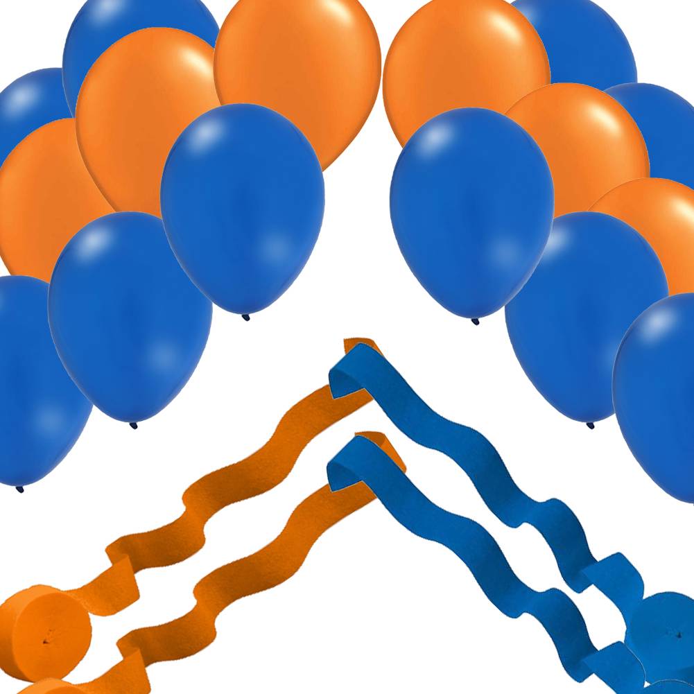 Denver Broncos Party Decorations 24 Balloons 4 Streamers Blue & Orange
