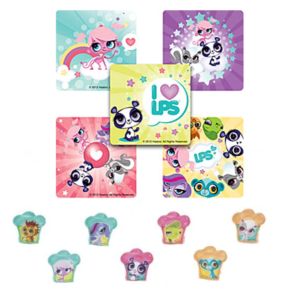 24 LPS Littlest Pet Shop Cupcake Rings & 24 Party Favor Stickers