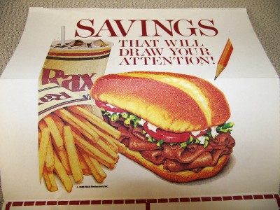 Fast Food Restaurants Open Late on Vintage Rax Fast Food Restaurant Coupons Advertising 1988   Nice