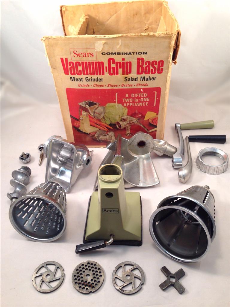 VINTAGE RETRO SEARS COMBINATION MEAT GRINDER SALAD MAKER MODEL 4108