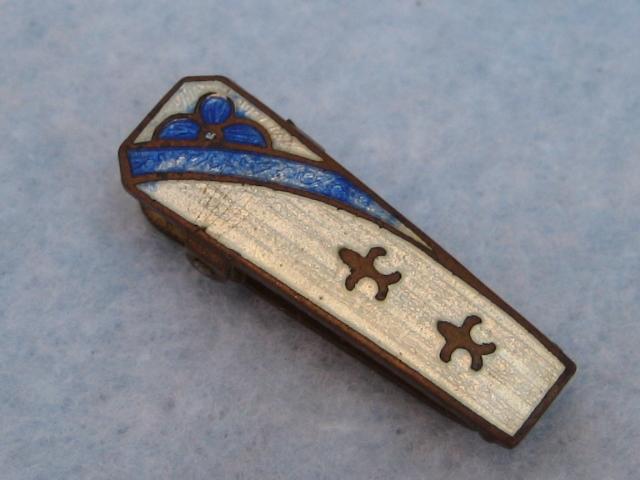 VINTAGE ENAMEL MEN'S TIE CLIP FLEUR DE LIS BLUE FLOWER