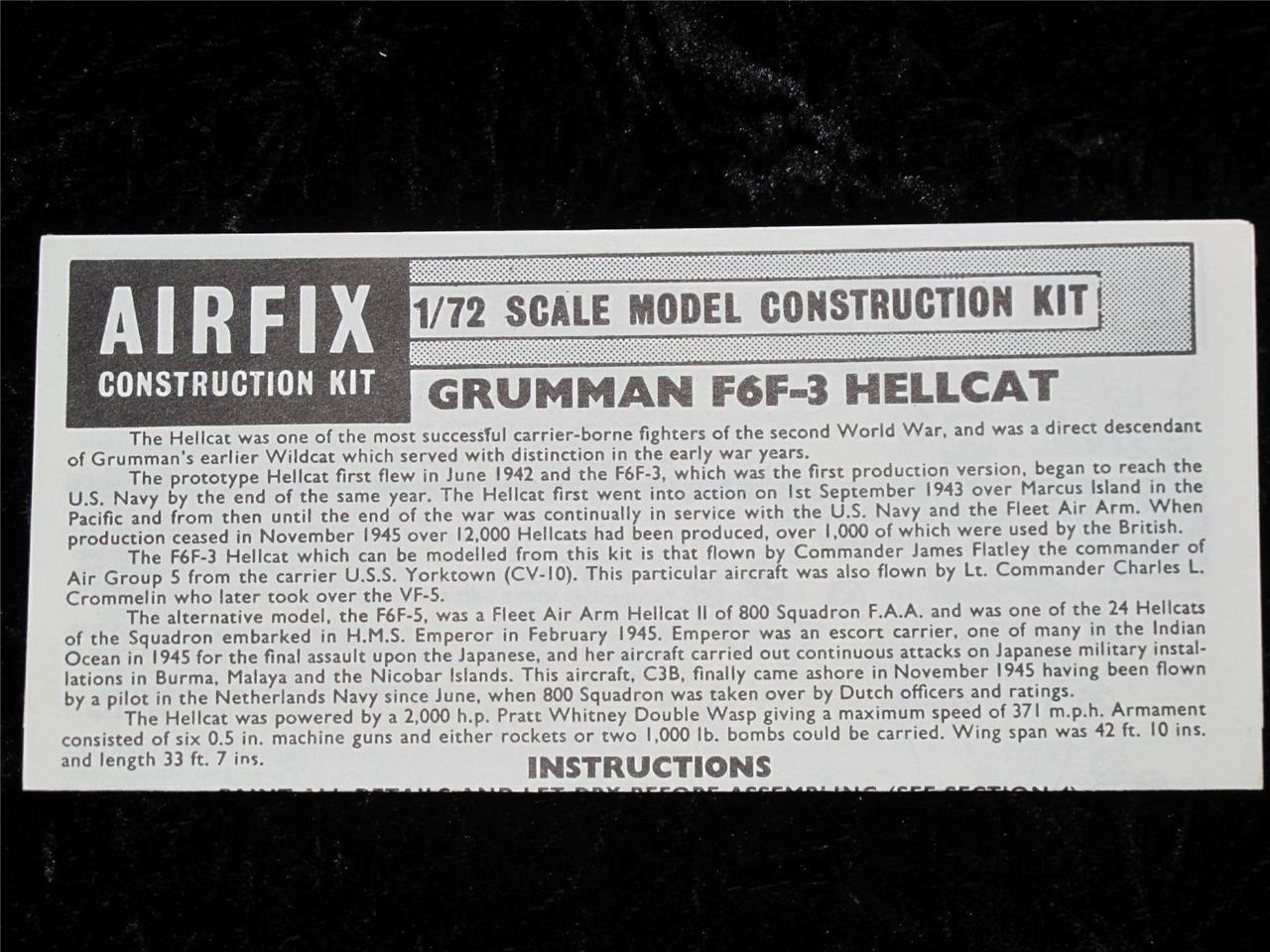 COLLECTABLE AIRFIX MODEL KIT INSTRUCTION SHEETS Type 3 Red Stripe