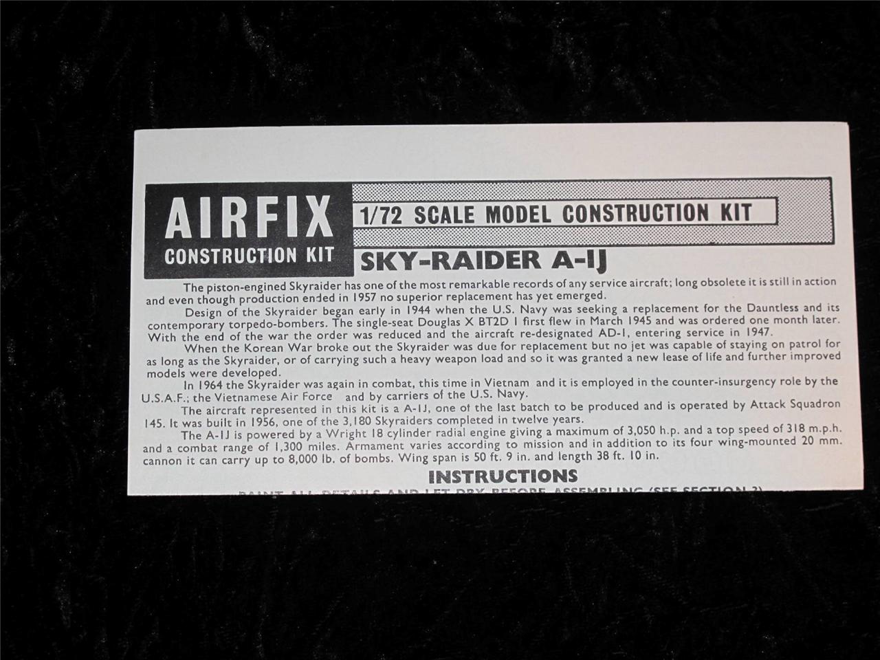 COLLECTABLE AIRFIX MODEL KIT INSTRUCTION SHEETS Type 3 Red Stripe