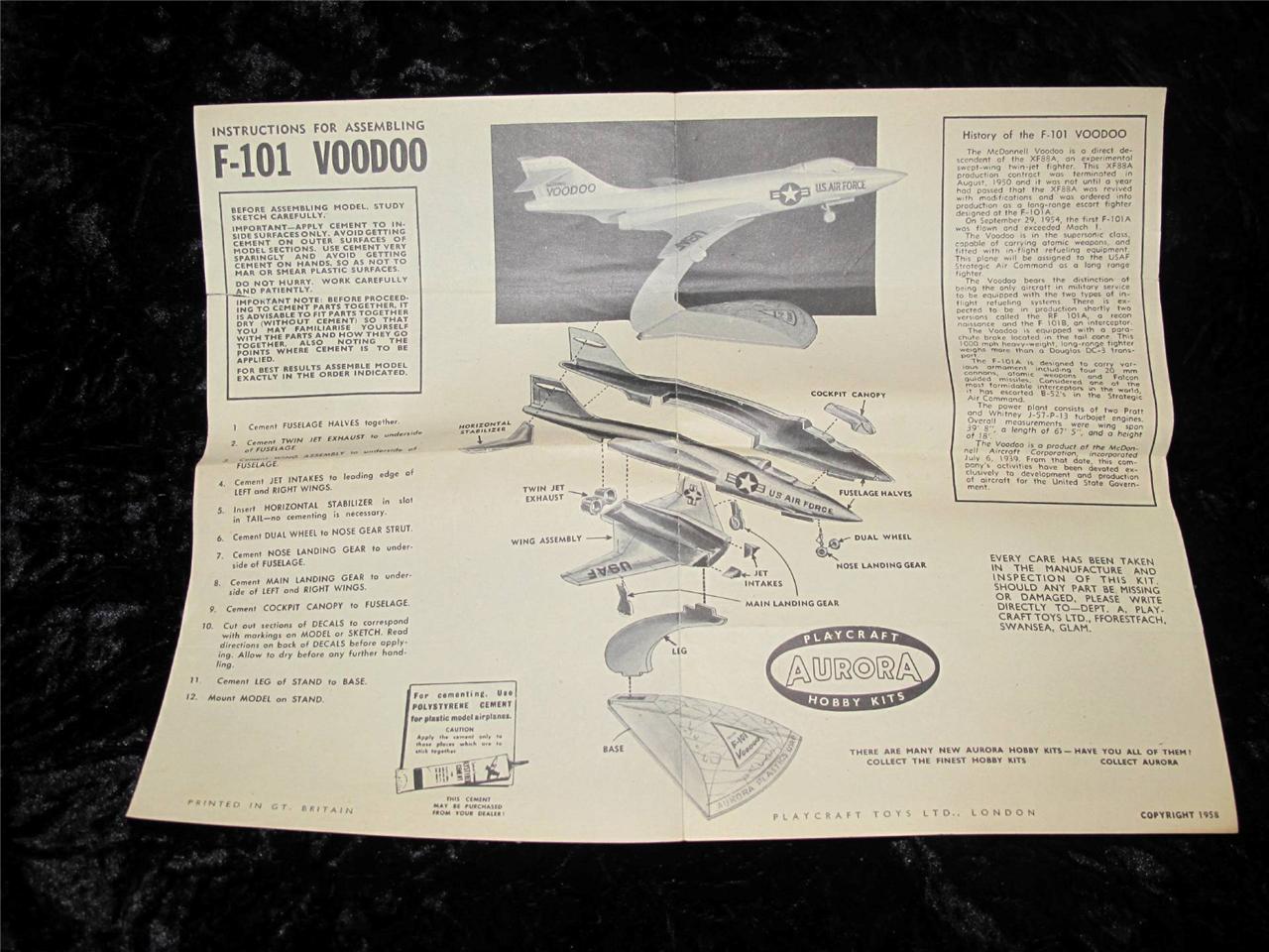 COLLECTABLE REVELL and AURORA MODEL KIT INSTRUCTION SHEETS 1950s/60s