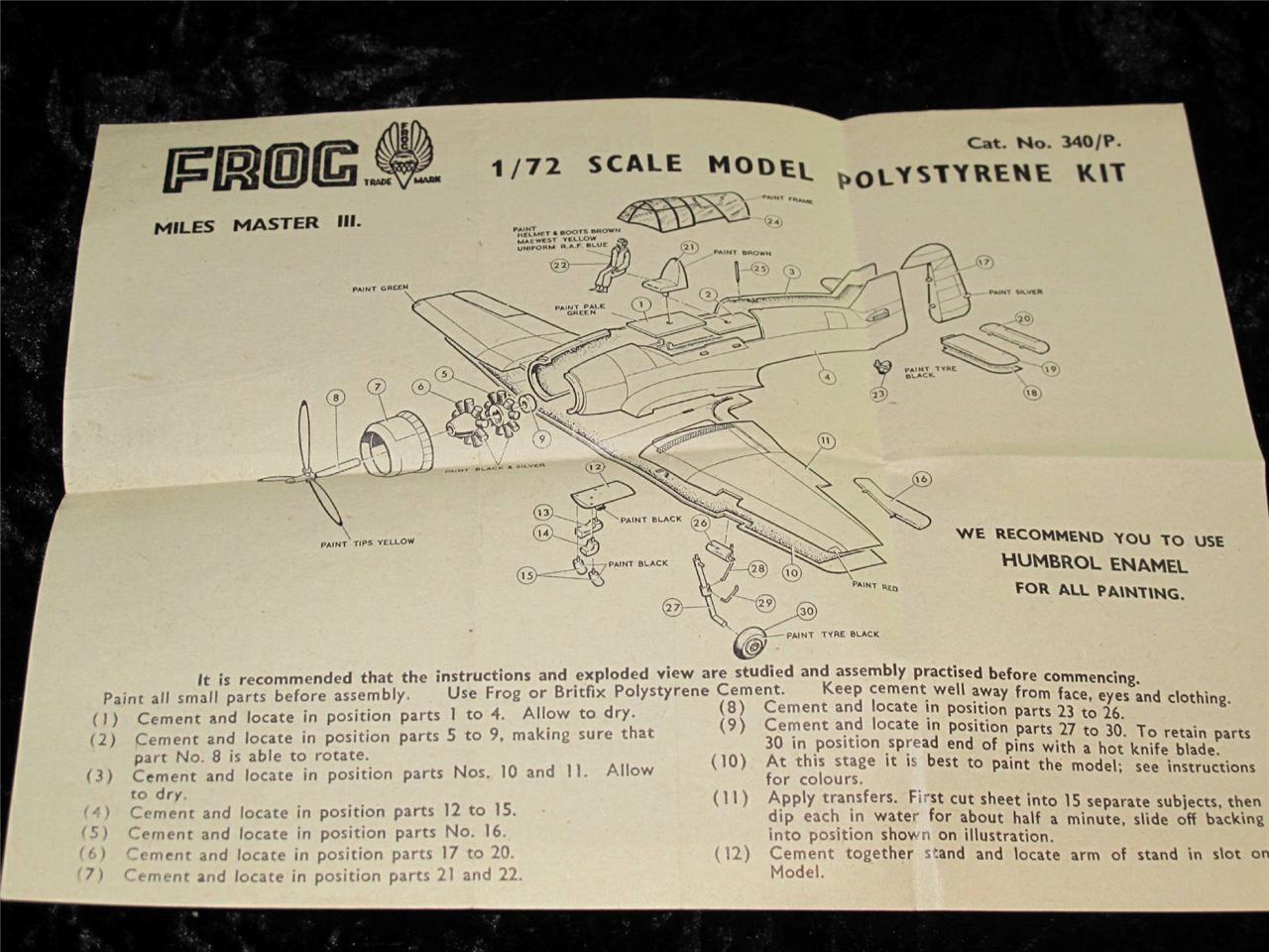 COLLECTABLE FROG and COMET MODEL KIT INSTRUCTION SHEETS 1950s Choose