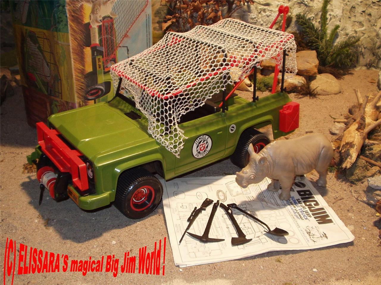 Big Jim Safari Jeep / Jungle Truck + Rhino + Zubehör + original box