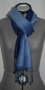~*New Azuri Feather Ombre Pashmina Scarf*Smokey Blue*~
