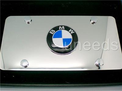 New Bmw Logo Emblem On Polished Chrome License Plate Ebay