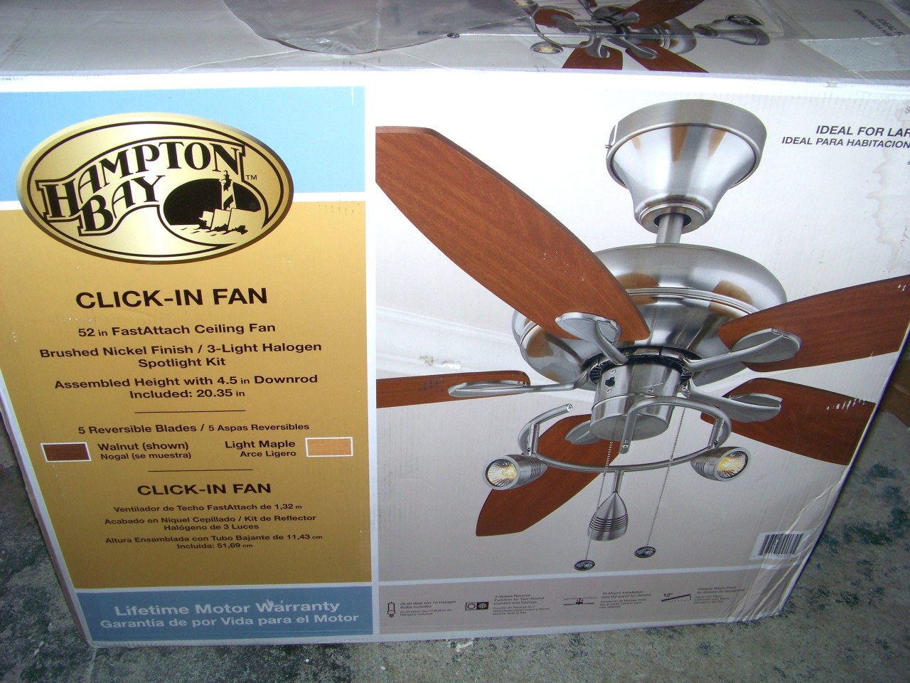 Hampton Bay Fast Attach Click-in 52 in. Brushed Nickel ...