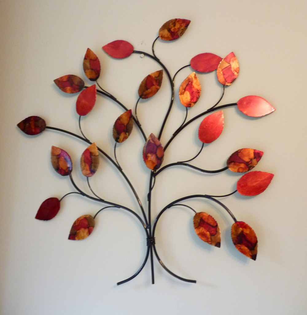 Metal Wall artLeaf design in choice of 3 colours RedRust or Turquoise