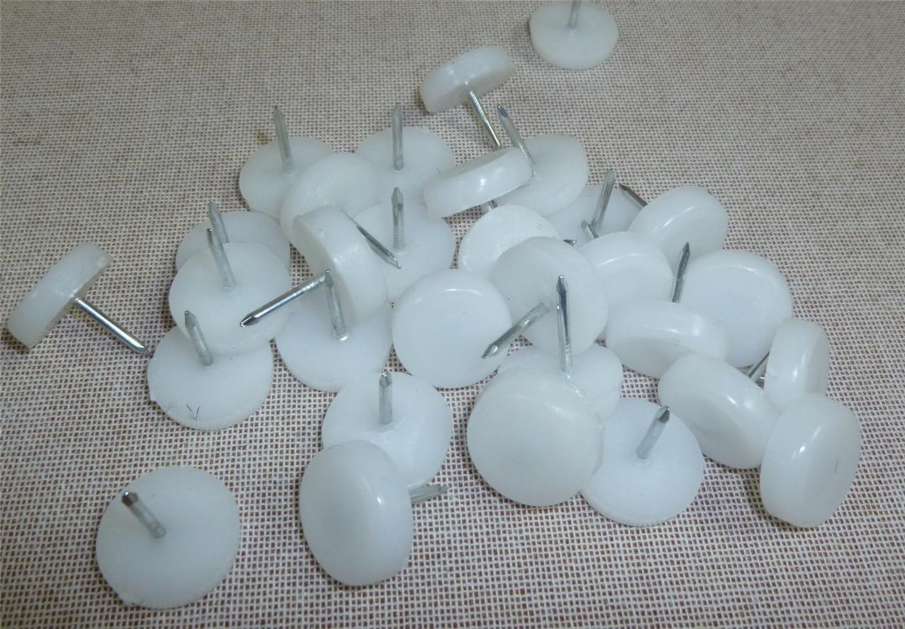 White Nylon Nail on Protection Furniture Leg Chair Glides Two Sizes