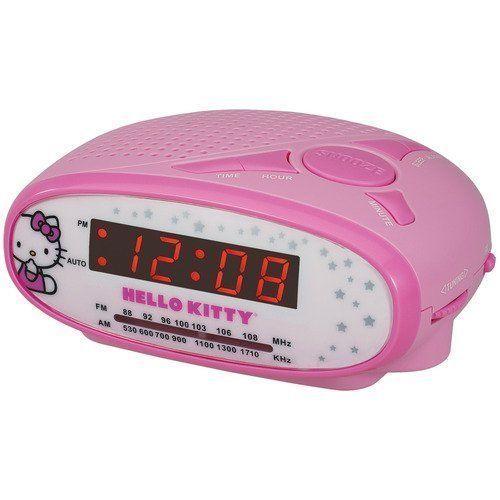 KIDS HELLO KITTY PINK LCD DIGITAL AM/FM RADIO ALARM CLOCK GIRLS