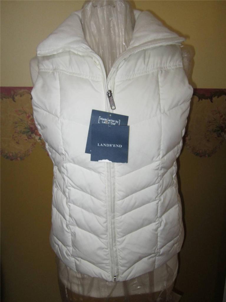 NEW WITH TAGS WOMENS LANDS' END IVORY DOWN VEST (SZ XSMALL 24) eBay
