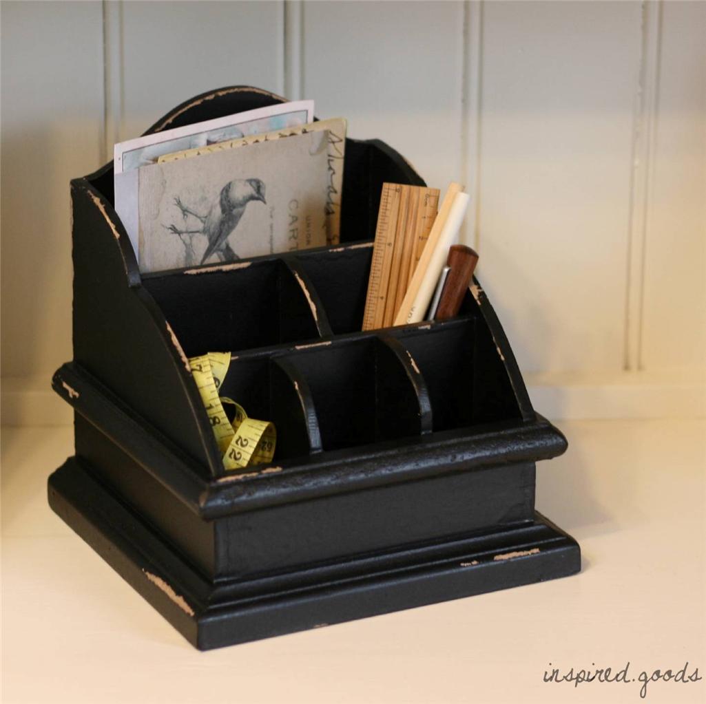 Vintage Style Wooden Desk Tidy Organiser Shabby Chic Letter Holder Post
