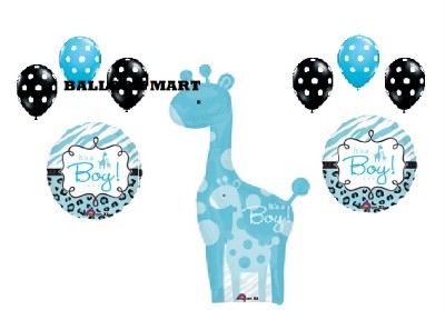 Boy Baby Shower Balloons Giraffe Polka Dot Black Blue Decorations