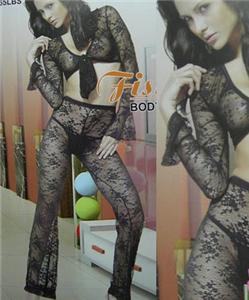 SEXY BLACK LACE PANTS & TOP G-STRING BODY STOCKING SEXY