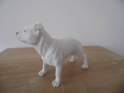 white staffordshire bull terrier ornament