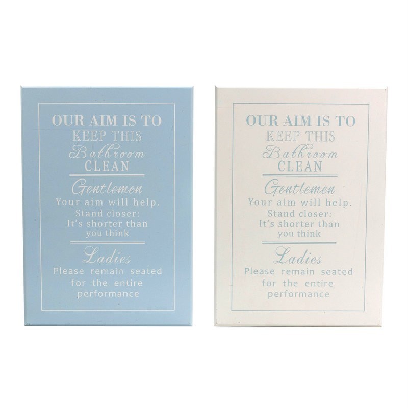 Wooden Bathroom Plaque Shabby Chic Wall Sign Blue Cream Ladies