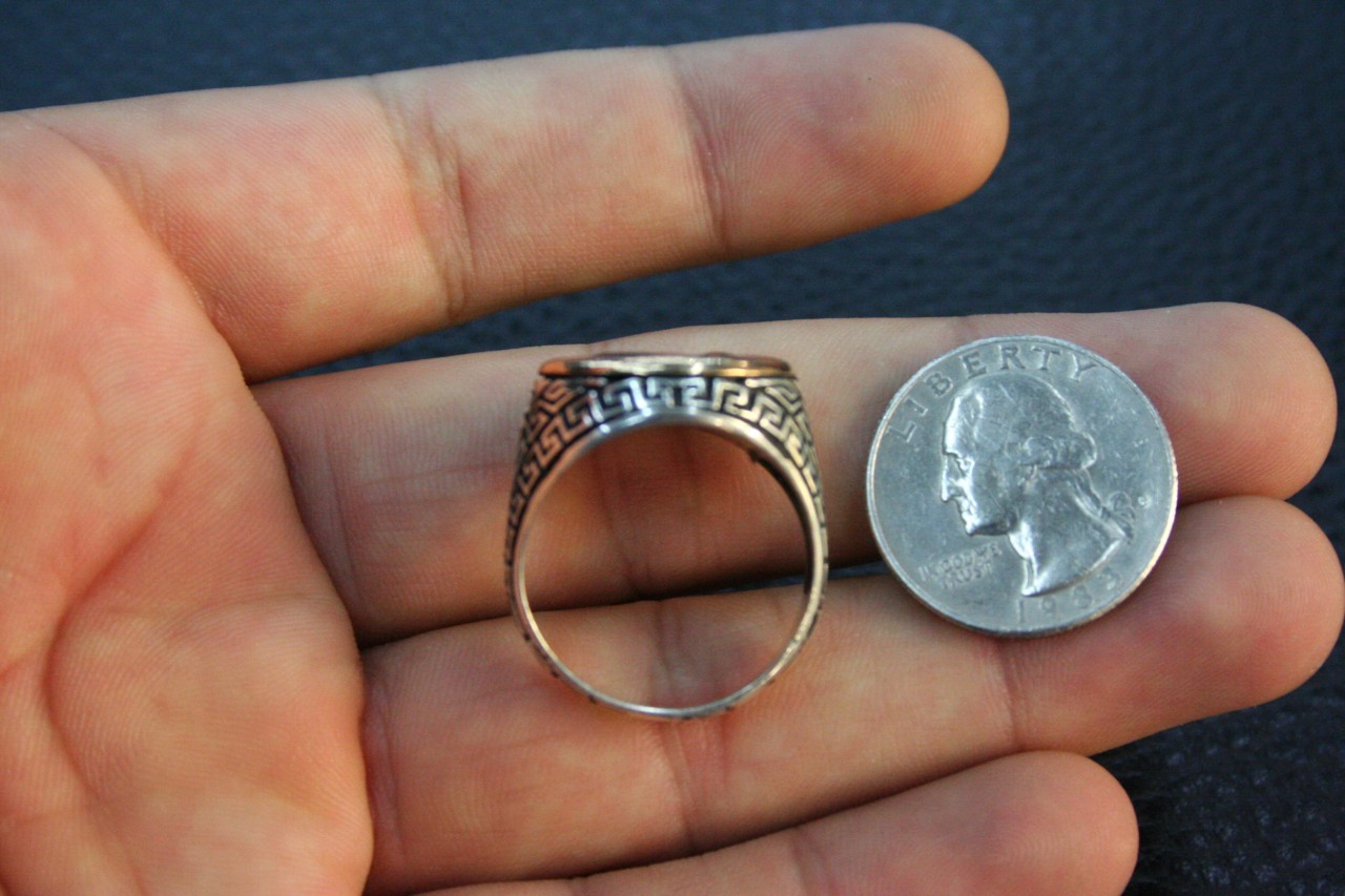 TURKISH FLAG SYMBOL AUTHENTIC .925 STERLING SILVER RING SIZE 8 TO 12 US