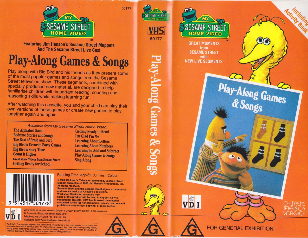 ABCSESAME STREET PLAY ALONG GAMES AND SONGS VIDEO VHS PAL