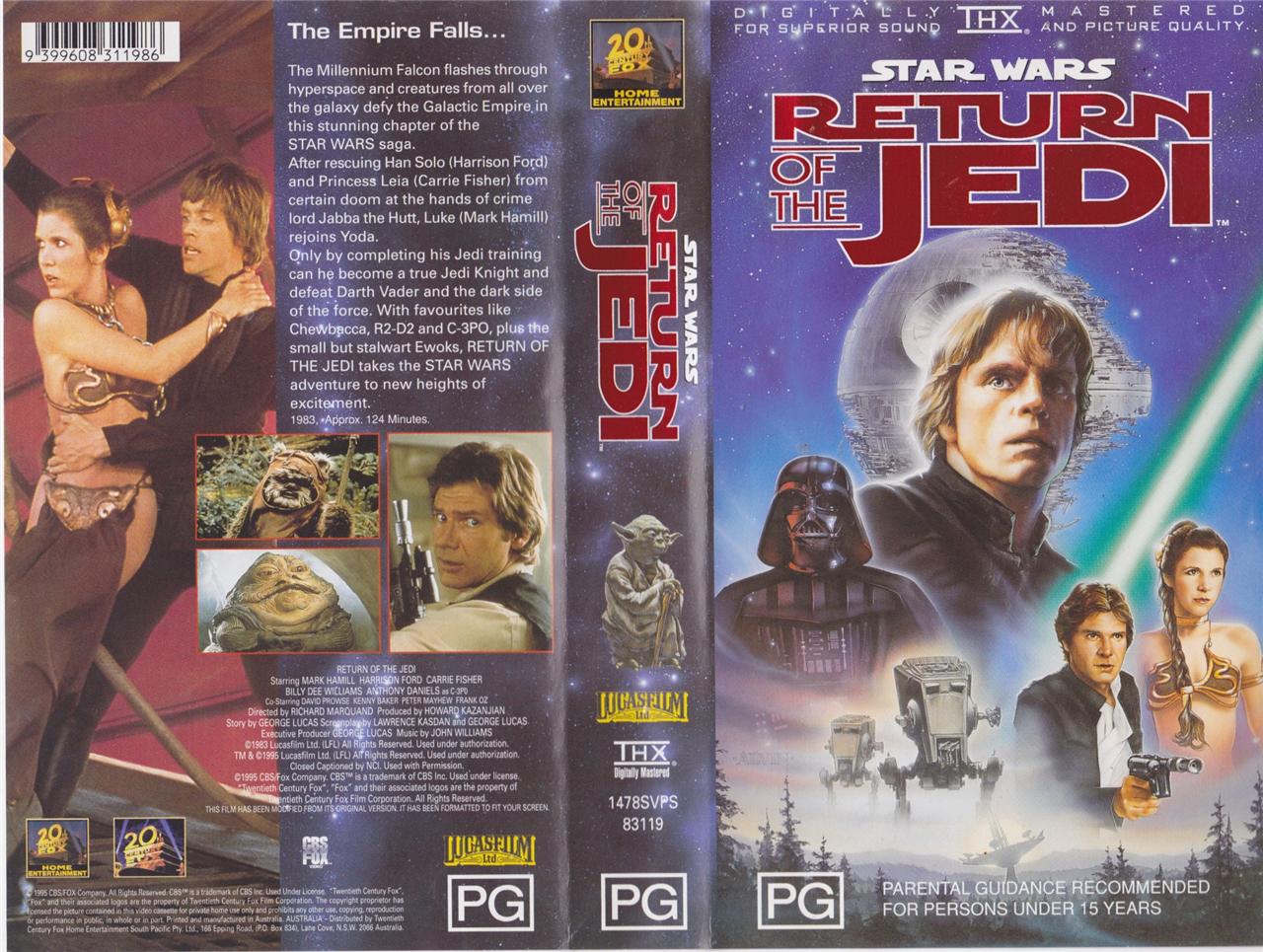 STAR WARS RETURN OF THE JEDI VHS PAL VIDEO A RARE FIND eBay