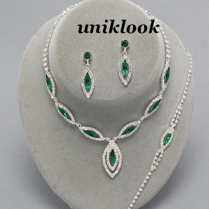 emerald costume jewelry bracelet bridal necklace bridesmaid crystal